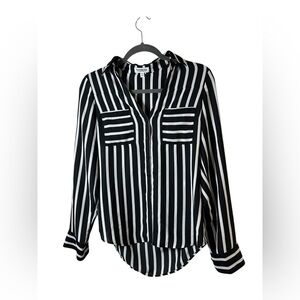 Express Black & White Striped Portofino Blouse Size XS